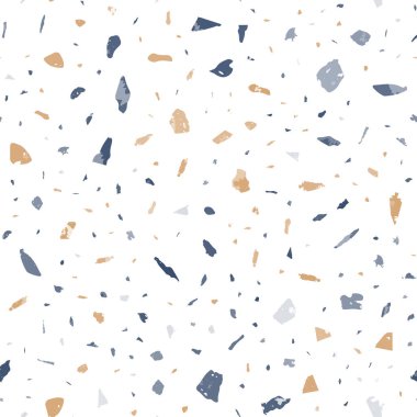 Terrazzo kusursuz desen. Nazik klasik döşeme dokusu. Doğal taşlardan, granitten, kuvarstan, mermerden ve betondan yapılmış klas bir arka plan. Olağanüstü dikişsiz terrazzo..