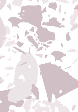 Terrazzo modern soyut şablon. Klasik İtalyan döşemesinin gri dokusu. Taşlardan, granitten, kuvarstan, mermerden, betondan yapılmış arka plan. Venedik terrazzo trend vektör arkaplanı