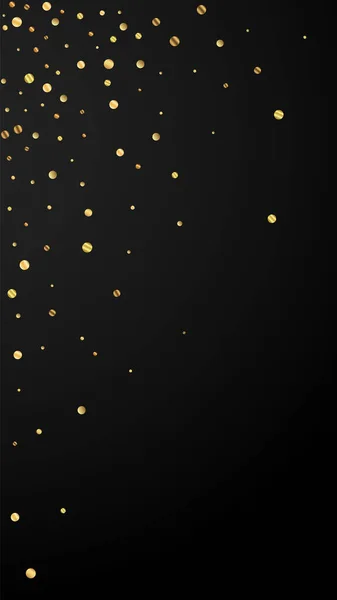 Feestelijke Confetti Feeststerren Sparse Gold Confetti Zwarte Achtergrond Fijn Feestelijk — Stockvector