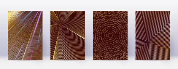 Kunstvisitenkarte Abstrakte Linien Moderne Broschüren Vorlage Gold Lebendige Steigungen Geometrie — Stockvektor