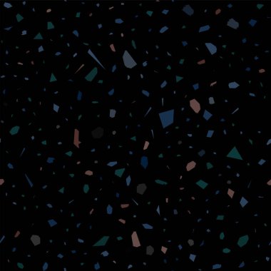 Terrazzo kusursuz desen. Koyu klasik döşeme dokusu. Doğal taşlardan, granitten, kuvarstan, mermerden ve betondan yapılmış nefes kesici bir arka plan. Dramatik terrazzo..