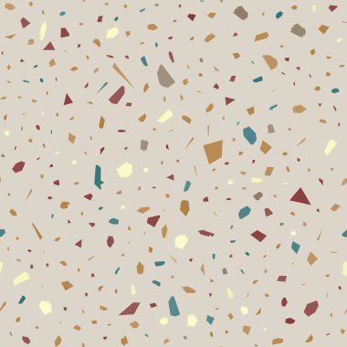 Terrazzo kusursuz desen. Topraksı klasik döşeme dokusu. Doğal taşlardan, granitten, kuvarstan, mermerden ve betondan yapılmış nefes kesici bir arka plan. Büyüleyici dikişsiz terrazzo.