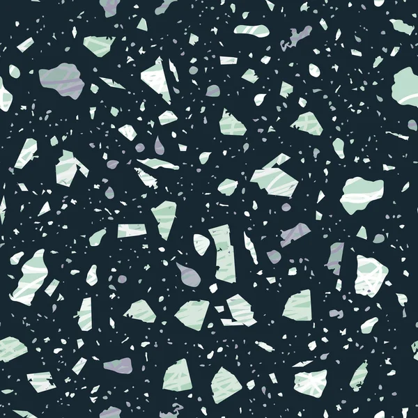 Terrazzo Zökkenőmentes Minta Sötét Klasszikus Padlóburkolat Klasszikus Háttér Készült Természetes — Stock Vector