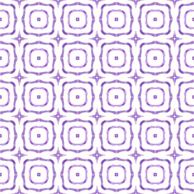 Tekstil temyize hazır, mayo kumaş, duvar kağıdı, ambalaj. Mor pozitif boho şık yaz tasarımı. Etnik elle boyanmış desen. Suluboya yaz etnik sınır düzeni.