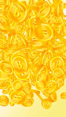 Bitcoin, internet para birimleri düşüyor. Yaygın BTC bozuklukları. Kripto para, dijital para. Büyük ikramiye, servet ya da başarı konsepti. Vektör illüstrasyonu.