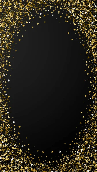 Золоті Трикутники Розкішні Блискучі Конфетті Розсіяні Дрібні Золоті Частки Чорному — стоковий вектор