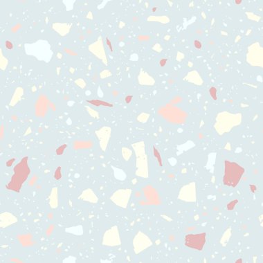 Terrazzo kusursuz desen. Pastel klasik döşeme dokusu. Doğal taşlardan, granitten, kuvarstan, mermerden ve betondan yapılmış nefes kesici bir arka plan. Canlı, dikişsiz terrazzo..