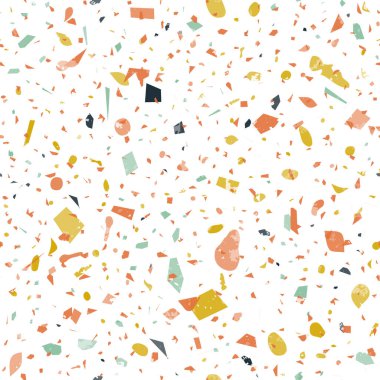 Terrazzo kusursuz desen. Renkli klasik döşeme dokusu. Doğal taşlardan, granitten, kuvarstan, mermerden ve betondan yapılmış büyüleyici bir arka plan. İlginç dikişsiz terrazzo..