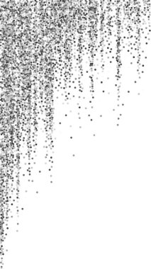 Yuvarlak gümüş parıltılı, ışıltılı konfeti. Beyaz arka planda dağılmış küçük altın parçacıkları. Seçkin şablon. Güzel vektör arkaplanı.