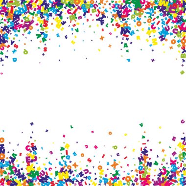 İngilizce 'nin harfleri düşüyor. Latin alfabesinin canlı uçan kelimeleri. Yabancı diller öğrenim kavramı. Beyaz arkaplandaki okul afişine muhteşem dönüş..