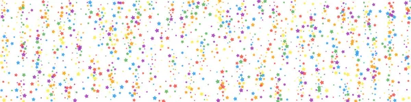 Feestelijke Levendige Confetti Feeststerren Regenboog Heldere Sterren Witte Achtergrond Bewonderenswaardige — Stockvector