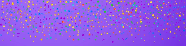 Festlich Prächtiges Konfetti Feierstars Festliches Konfetti Auf Violettem Hintergrund Verführerische — Stockvektor