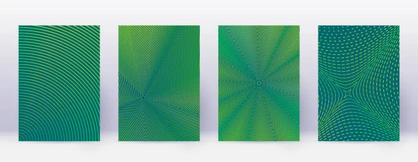 Kunst Visitekaartje Abstracte Lijnen Moderne Brochure Template Groene Levendige Gradiënten — Stockvector