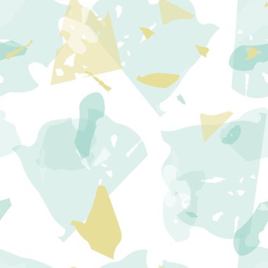 Terrazzo kusursuz desen. Pastel Venedik kaldırım taklidi fayans. Doğal taşlardan, granitten, kuvarstan, mermerden, betondan yapılmış arka plan. Terrazzo pürüzsüz desenli serin renklerde. 