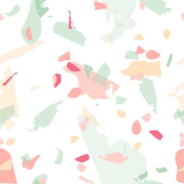 Terrazzo kusursuz desen. Modern klasik döşeme dokusu. Terrazzo pürüzsüz desenli, serin renklerde. Doğal taşlardan, granitten, kuvarstan, mermerden, betondan yapılmış arkaplan. 