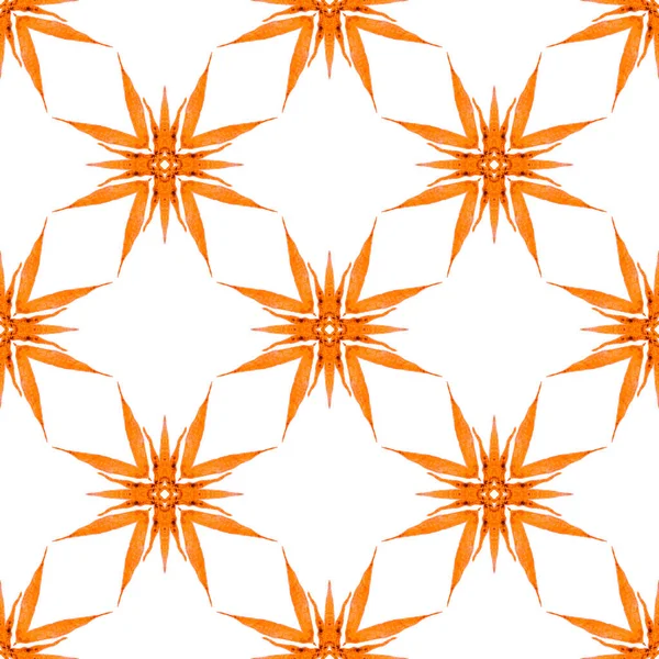 水彩夏の民族の国境パターン オレンジ素晴らしいBohoシックな夏のデザイン 民族の手描きのパターン テキスタイル準備ができた創造的なプリント 水着生地 ラッピング — ストック写真