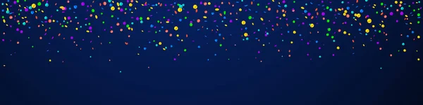 Feestelijke Confetti Feeststerren Heldere Confetti Donkerblauwe Achtergrond Verleidelijke Feestelijke Overlay — Stockvector