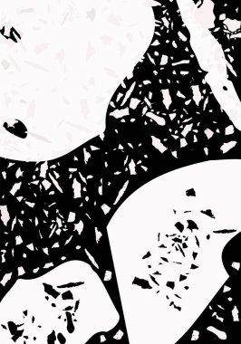 Terrazzo modern soyut şablon. Klasik İtalyan döşemesinin siyah ve beyaz dokusu. Venedik terrazzo trend vektör arka planı Taşlardan, granitten, kuvarstan, mermerden, betondan yapılmış. 