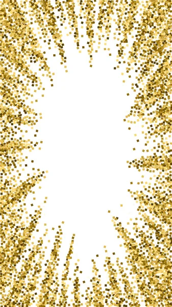 Guld Glitter Lyx Mousserande Konfetti Spridda Små Guldpartiklar Vit Bakgrund — Stock vektor