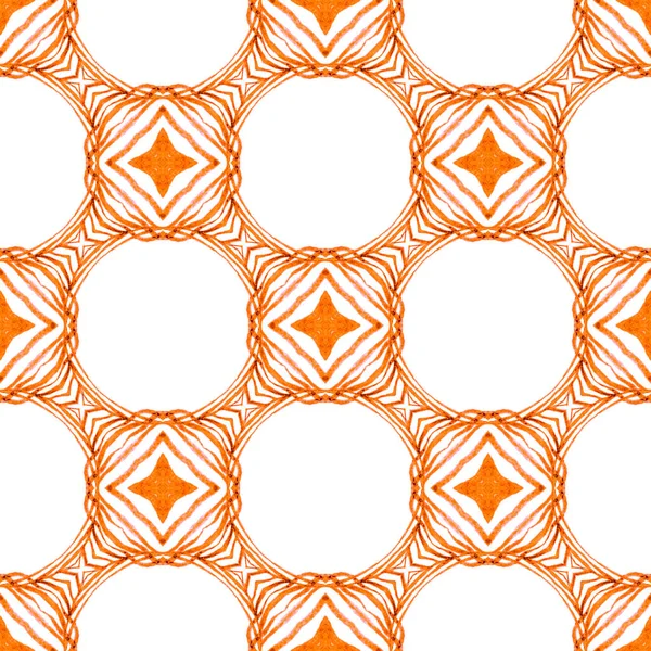 手彩色水彩境界 オレンジの形をしたBohoシックな夏のデザイン タイル張りの水彩画の背景 テキスタイル準備ができた印刷 水着生地 — ストック写真