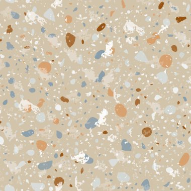 Terrazzo kusursuz desen. Topraksı klasik döşeme dokusu. Doğal taşlardan, granitten, kuvarstan, mermerden ve betondan yapılmış klasik bir arka plan. Terrazzo terrazzo..