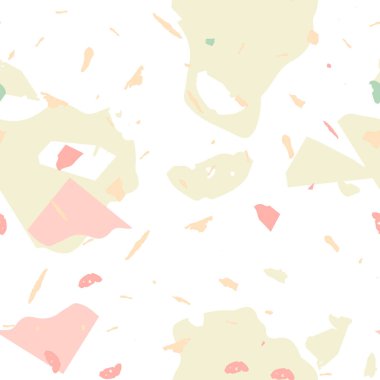 Terrazzo kusursuz desen. İç dekorasyon için minimalist döşeme taşı. Doğal taşlardan, granitten, kuvarstan, mermerden, betondan yapılmış arka plan. Terrazzo pürüzsüz desenli serin renklerde.