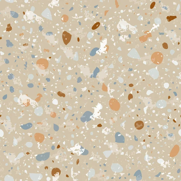Terrazzo Seamless Pattern Earthy Classic Flooring Texture Classic Background Made — 스톡 벡터
