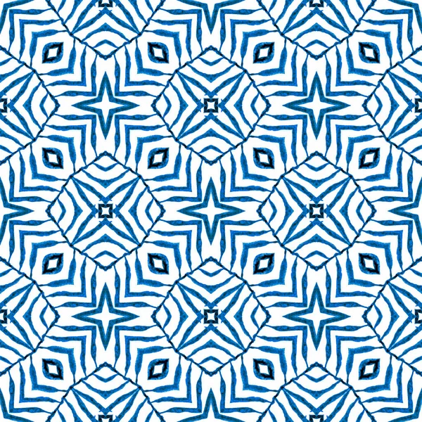 Textilní Hotový Výtisk Tkaniny Plavky Tapety Obaly Modrá Nadšení Boho — Stock fotografie