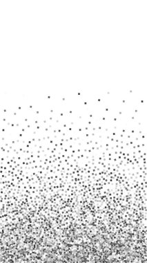 Gümüş parıltılı, ışıl ışıl, konfeti. Beyaz arka planda dağılmış küçük altın parçacıkları. Mükemmel bir şablon. Nadir vektör arkaplanı.