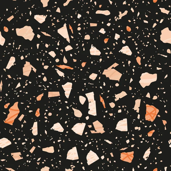 Terrazzo Seamless Pattern Dark Classic Flooring Texture Charming Background Made — Stock Vector