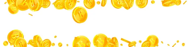 Bitcoin Monedas Internet Cayendo Hermosas Monedas Btc Dispersas Criptomoneda Dinero — Archivo Imágenes Vectoriales