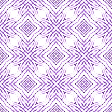 Suluboya, kiremit sınırını tekrarlıyor. Mor değerli boho şık yaz tasarımı. Tekrar eden mayo tasarımı. Tekstil hazır canlı baskı, mayo kumaş, duvar kağıdı, ambalaj..