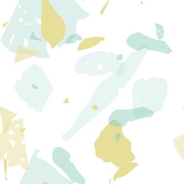 Terrazzo kusursuz desen. Pastel Venedik kaldırım taklidi fayans. Terrazzo pürüzsüz desenli, serin renklerde. Doğal taşlardan, granitten, kuvarstan, mermerden, betondan yapılmış arkaplan. 