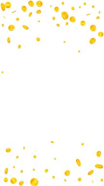 Kore bozuk paraları düştü. Optimal dağınık WON paraları. Kore parası. Zarif ikramiye, servet ya da başarı konsepti. Vektör illüstrasyonu.