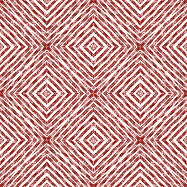 Etnische Hand Geschilderd Patroon Wijn Rode Symmetrische Caleidoscoop Achtergrond Zomer — Stockfoto