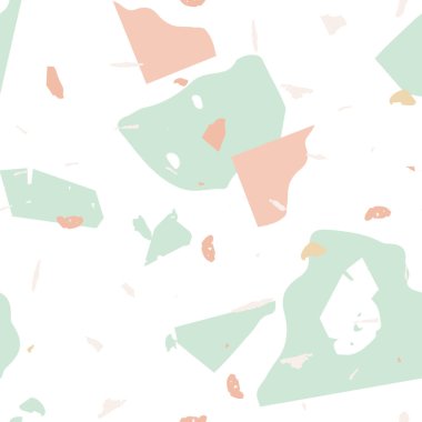 Terrazzo kusursuz desen. İç dekorasyon için minimalist döşeme taşı. Terrazzo pürüzsüz desenli, serin renklerde. Doğal taşlardan, granitten, kuvarstan, mermerden, betondan yapılmış arkaplan. 