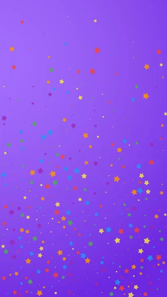 Confetti Festivi Eminenti Stelle Della Celebrazione Stelle Gioiose Sfondo Viola — Vettoriale Stock