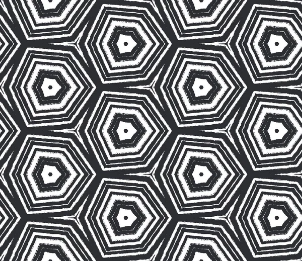 Geometrikus Zökkenőmentes Minta Fekete Szimmetrikus Kaleidoszkóp Háttér Textil Kész Formás — Stock Fotó