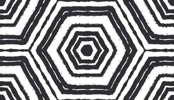 Arabeske Handgezeichnetes Muster Schwarzer Symmetrischer Kaleidoskop Hintergrund Textilfertiger Authentischer Druck — Stockfoto