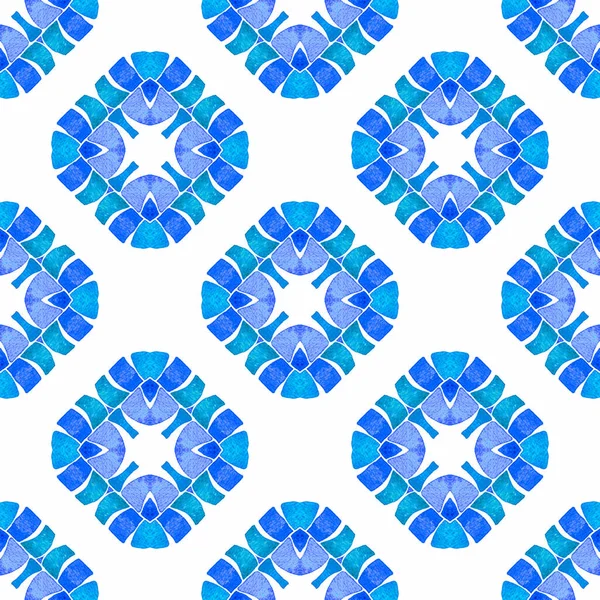 Πράσινο Γεωμετρικό Πλαίσιο Νερομπογιάς Ακίδων Μπλε Κλασικό Boho Κομψό Σχεδιασμό — Φωτογραφία Αρχείου