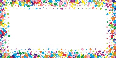 Parlak rakamlar düşüyor. Uçan parmaklarla matematik çalışma konsepti. Beyaz arka planda okulun matematik afişi var. Düşen sayılar vektör illüstrasyonu.