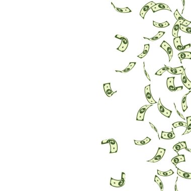 Hindistan rupisi düşüyor. Beyaz arka planda seyrek INR faturaları. Hindistan parası. Çekici vektör çizimi. Gerçek ikramiye, servet ya da başarı konsepti.