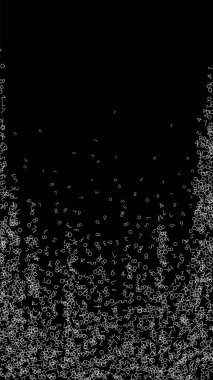 Düşen sayılar, büyük veri konsepti. İkili beyaz kaotik uçuş numaraları. Siyah arkaplanda enfes bir fütürist afiş. Düşen sayılarla dijital vektör illüstrasyonu.