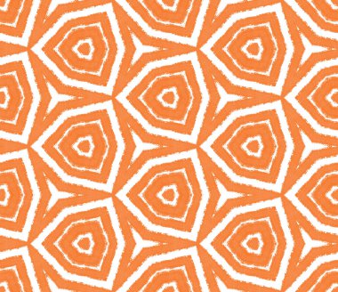 Çizgili el çizimi desen. Turuncu simetrik kaleydoskop arka planı. Tekstil hazır ekstra baskı, mayo kumaş, duvar kağıdı, ambalaj. Çizgili elle çizilmiş fayans tekrarlanıyor.