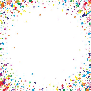 Canlı sayılar düşüyor. Uçan parmaklarla matematik çalışma konsepti. Beyaz arkaplandaki matematik afişine geri dönmek büyüleyici. Düşen sayılar vektör illüstrasyonu.