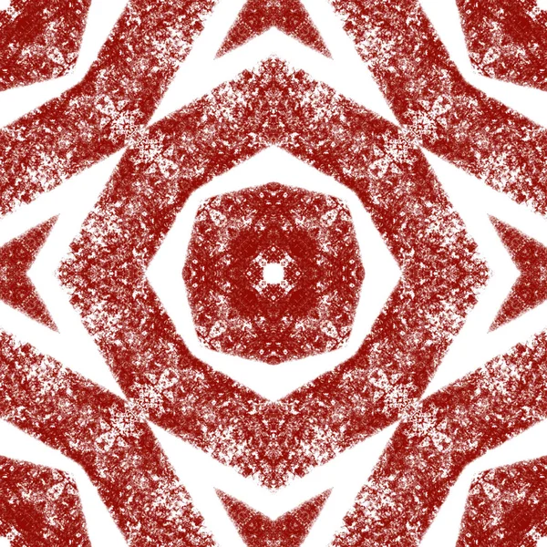 Medallion Seamless Pattern Wine Red Symmetrical Kaleidoscope Background Textile Ready — Stock Photo, Image