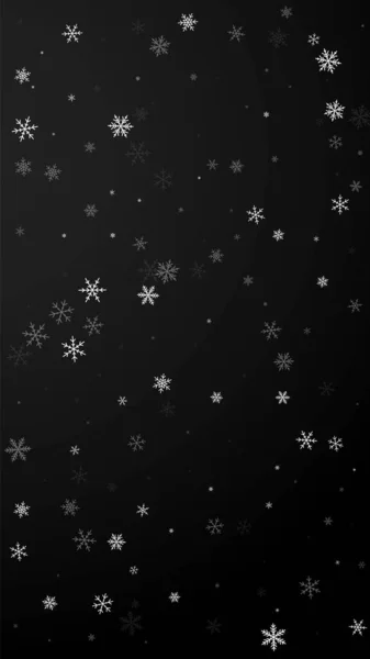 Kar Yağan Noel Arkaplanı Nce Uçan Kar Taneleri Siyah Arka — Stok Vektör