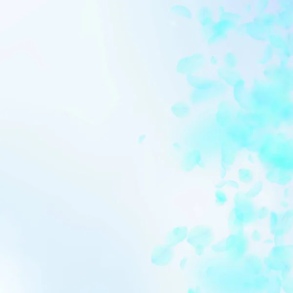 Pétales Fleurs Turquoise Tombant Fantastique Dégradé Fleurs Romantiques Pétale Volante — Image vectorielle