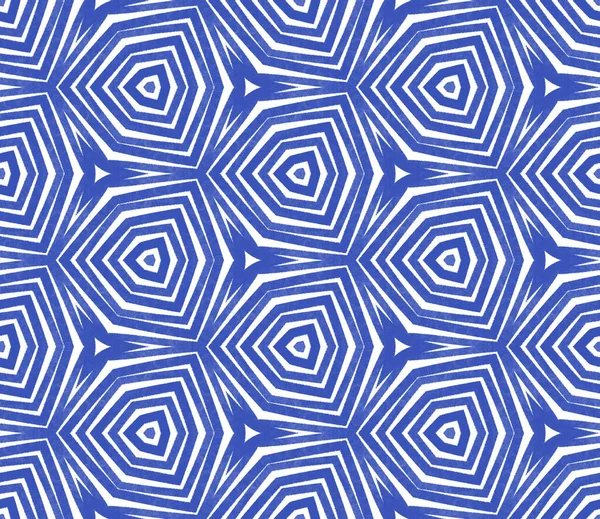 Exotický Bezproblémový Vzor Indigo Symetrické Kaleidoskopické Pozadí Textilní Hotový Šťavnatý — Stock fotografie