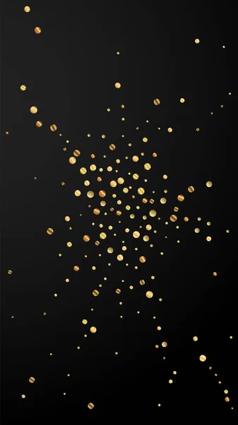 Feestelijke Uitstekende Confetti Feeststerren Sparse Gold Confetti Zwarte Achtergrond Verse — Stockvector